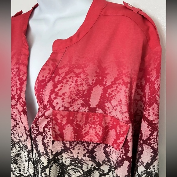 Calvin Klein Woman’s Plus Size 0X Top Blouse Ombre Coral Black Snakeskin Print - Picture 6 of 6